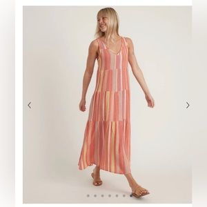 Marine Layer Corinne Maxi Dress in Red Variegated Stripe